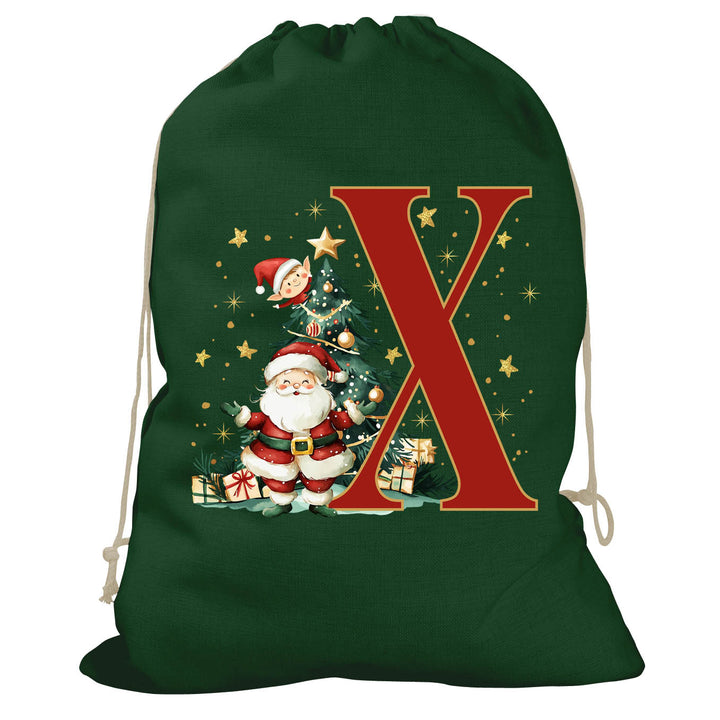 Initial Christmas Drawstring Sack - Santa Claus