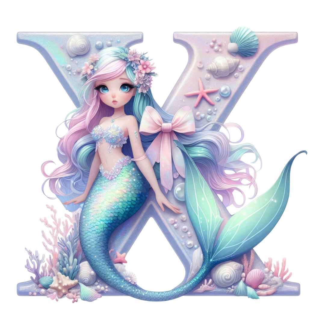 Mermaid Initial Hooded Towel