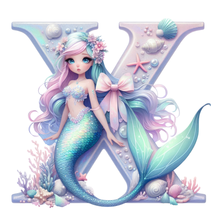 Mermaid Initial Hooded Towel