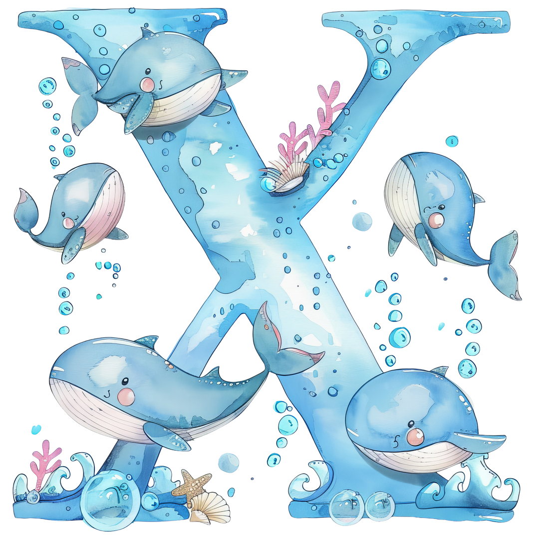 Whale Initial Hooded Towel
