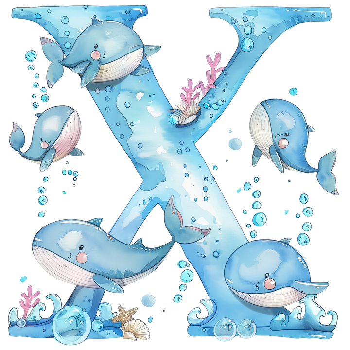 Whale Initial Hooded Towel
