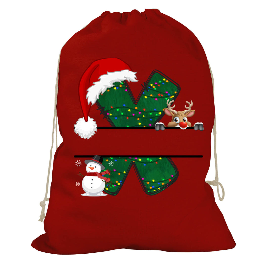 Initial Christmas Drawstring Sack - Reindeer