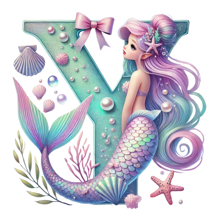 Mermaid Initial Hooded Towel