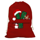 Initial Christmas Drawstring Sack - Reindeer