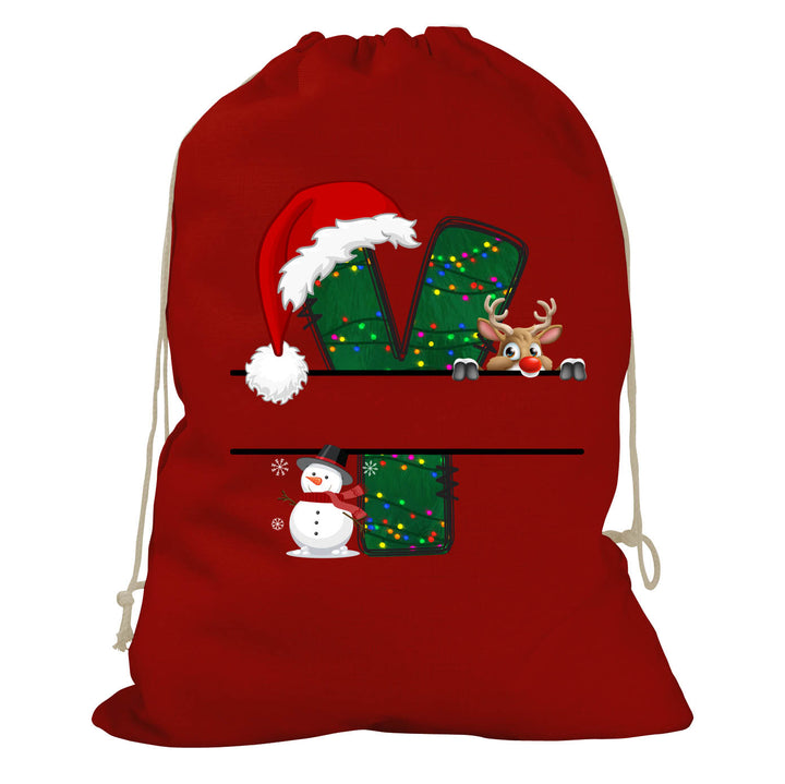 Initial Christmas Drawstring Sack - Reindeer