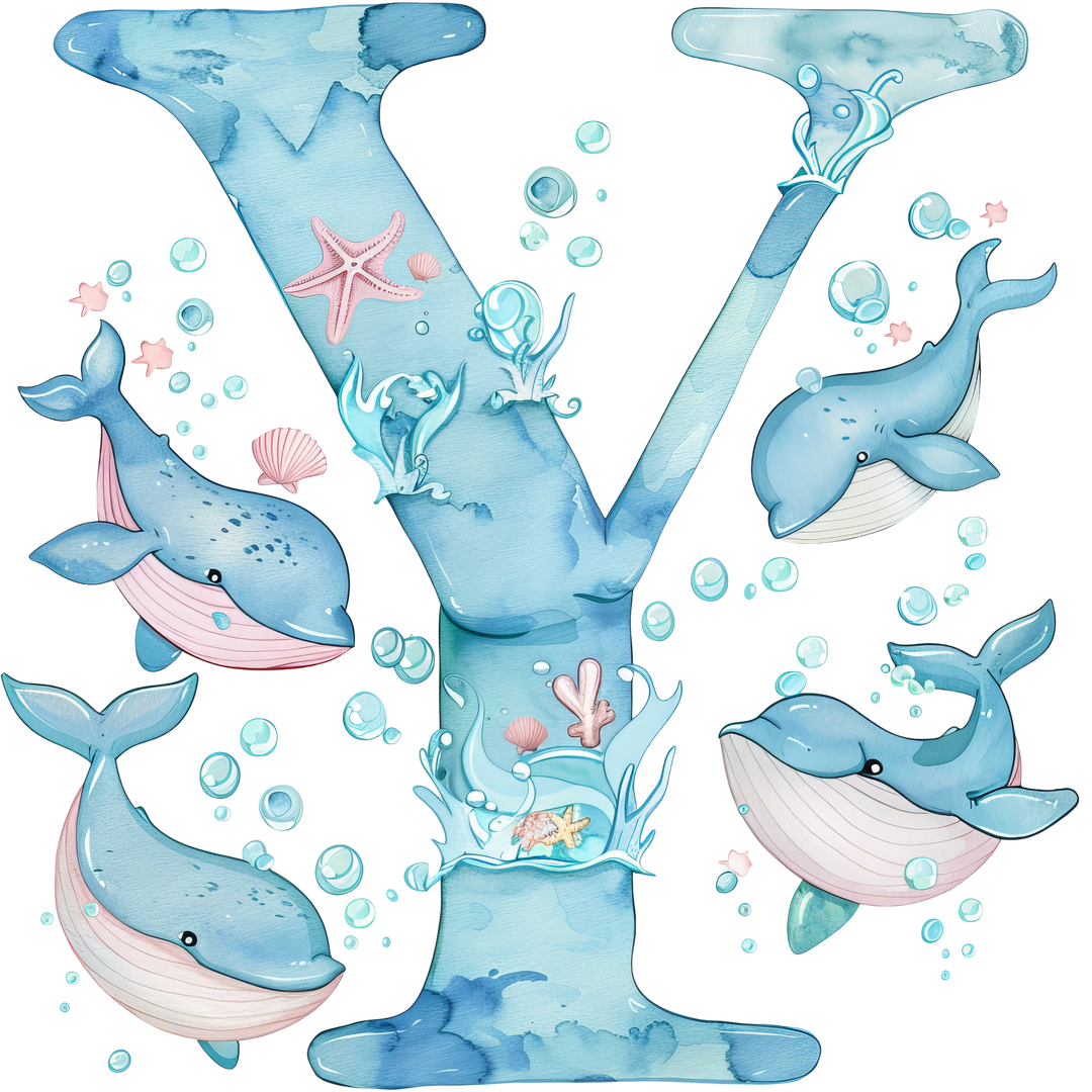 Whale Initial Hooded Towel