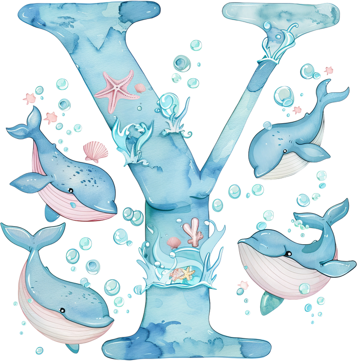 Whale Initial Hooded Towel