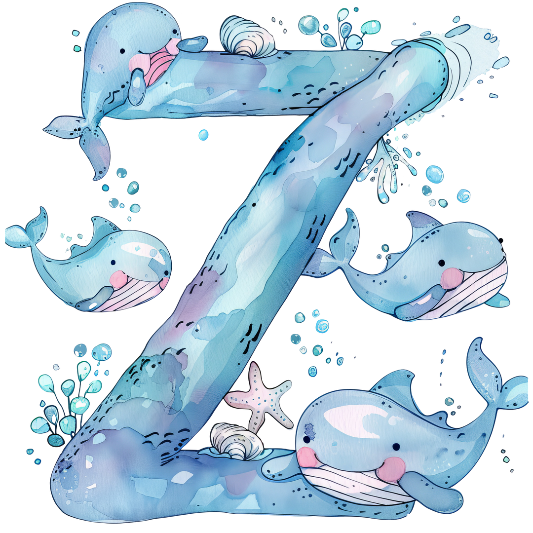 Whale Initial Hooded Towel