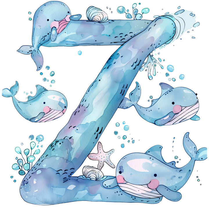 Whale Initial Hooded Towel