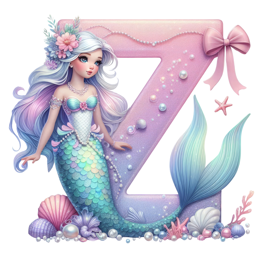 Mermaid Initial Hooded Towel