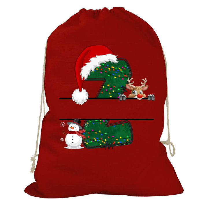 Initial Christmas Drawstring Sack - Reindeer